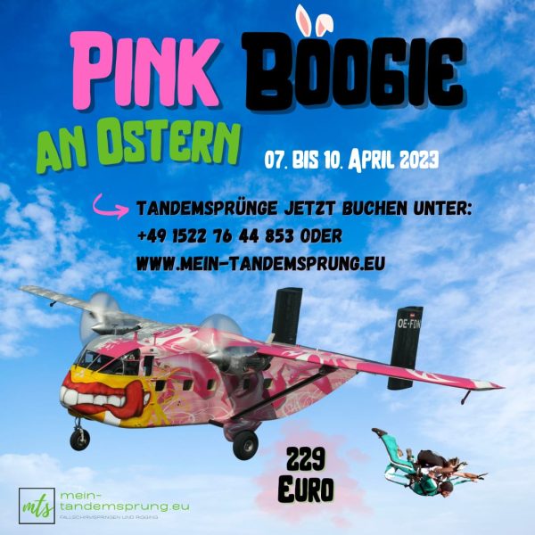 skyvan pink skyvan mit fallschirmspringern tandemsprung ostern varrelbusch 2023 pink boogie